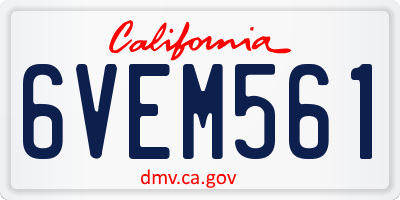 CA license plate 6VEM561