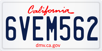 CA license plate 6VEM562