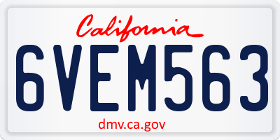 CA license plate 6VEM563