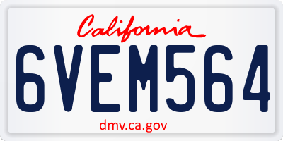 CA license plate 6VEM564