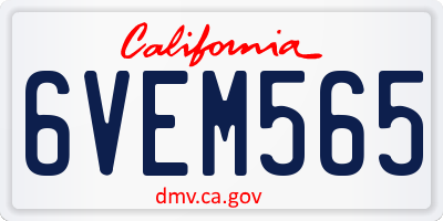 CA license plate 6VEM565