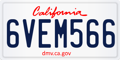 CA license plate 6VEM566