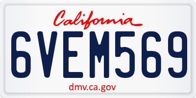 CA license plate 6VEM569