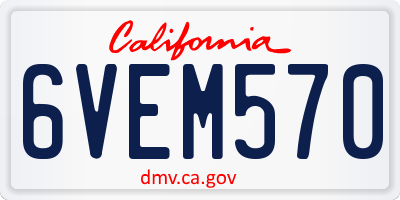 CA license plate 6VEM570