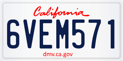 CA license plate 6VEM571