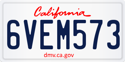 CA license plate 6VEM573