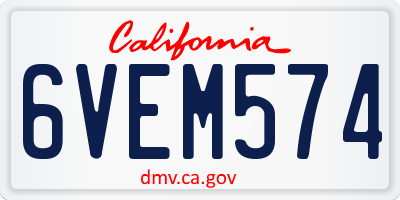 CA license plate 6VEM574
