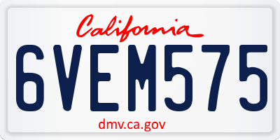 CA license plate 6VEM575