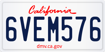 CA license plate 6VEM576