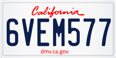 CA license plate 6VEM577
