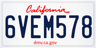 CA license plate 6VEM578