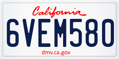 CA license plate 6VEM580
