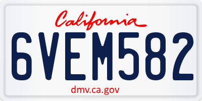 CA license plate 6VEM582