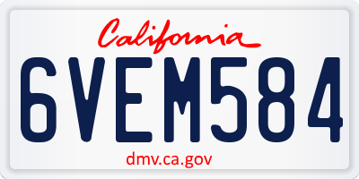 CA license plate 6VEM584