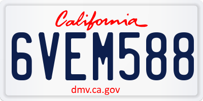 CA license plate 6VEM588