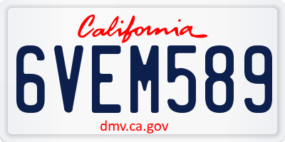 CA license plate 6VEM589