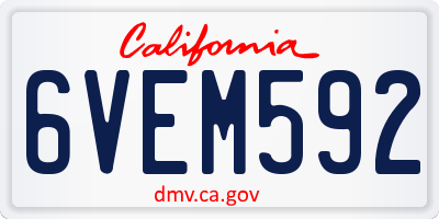 CA license plate 6VEM592