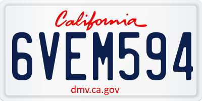 CA license plate 6VEM594