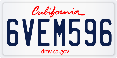 CA license plate 6VEM596