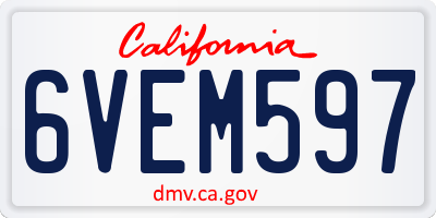 CA license plate 6VEM597