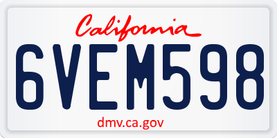CA license plate 6VEM598