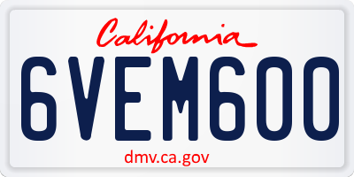 CA license plate 6VEM600
