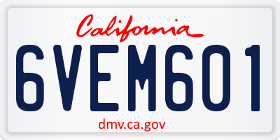 CA license plate 6VEM601