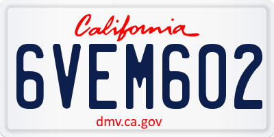 CA license plate 6VEM602