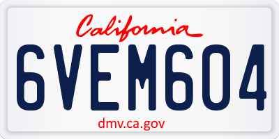 CA license plate 6VEM604