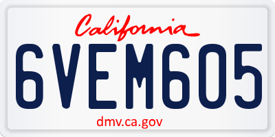 CA license plate 6VEM605