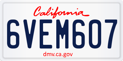 CA license plate 6VEM607