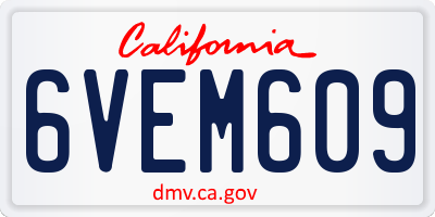 CA license plate 6VEM609