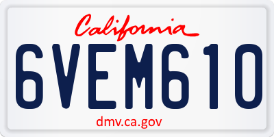 CA license plate 6VEM610
