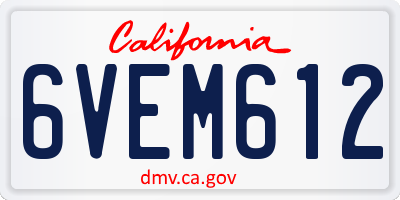 CA license plate 6VEM612