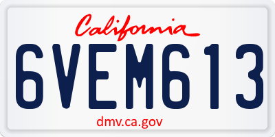 CA license plate 6VEM613