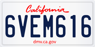 CA license plate 6VEM616