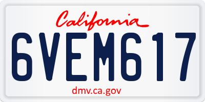 CA license plate 6VEM617