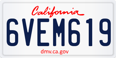 CA license plate 6VEM619
