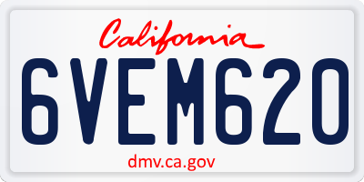 CA license plate 6VEM620