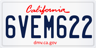 CA license plate 6VEM622