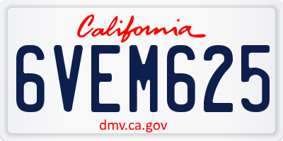 CA license plate 6VEM625