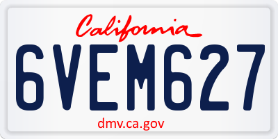 CA license plate 6VEM627