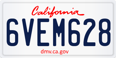 CA license plate 6VEM628
