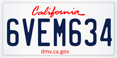 CA license plate 6VEM634