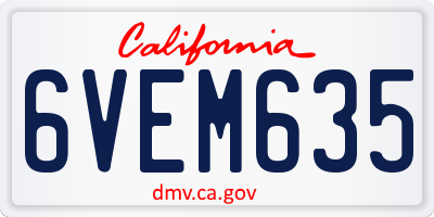 CA license plate 6VEM635