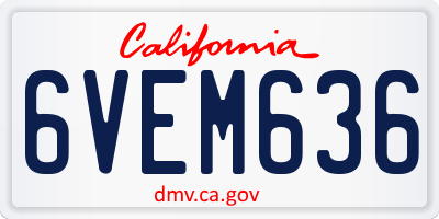 CA license plate 6VEM636