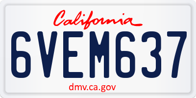 CA license plate 6VEM637