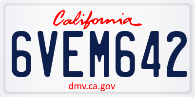 CA license plate 6VEM642