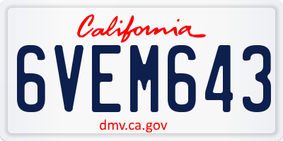 CA license plate 6VEM643