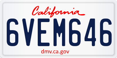 CA license plate 6VEM646